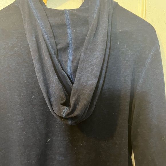 Men’s Small Navy Blue Long Sleeve Hoodie Tshirt by On The Bias Preloved Fashion - Picture 7 of 7